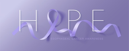 Esophageal Cancer Awareness Calligraphy Poster Design. Realistic Periwinkle Ribbon. April is Cancer Awareness Month. Vectorのイラスト素材