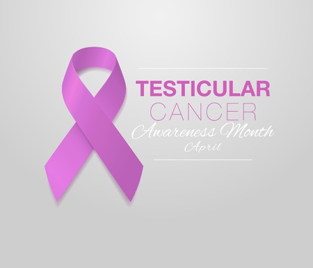 Testicular Cancer Awareness Calligraphy Poster Design. Realistic Orchid Ribbon. April is Cancer Awareness Month. Vectorのイラスト素材