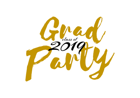 Graduation label. Lettering Class of 2019 for greeting, invitation card. Vector text for graduation design, congratulation event, party, high school or college graduate.のイラスト素材