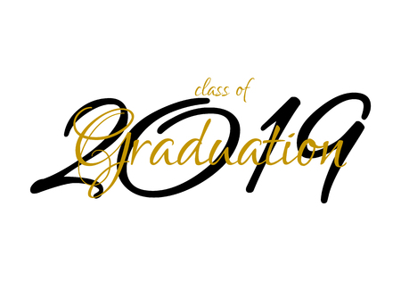 Graduation label. Lettering Class of 2019 for greeting, invitation card. Vector text for graduation design, congratulation event, party, high school or college graduate.のイラスト素材