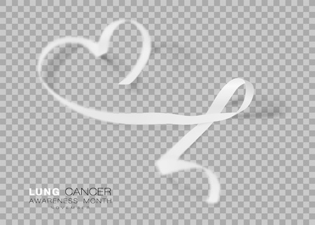 Lung Cancer Awareness Month. White Color Ribbon Isolated On Transparent Background. Vector Design Template For Poster.のイラスト素材
