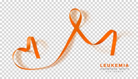 Leukemia Awareness Month. Orange Color Ribbon Isolated On Transparent Background. Vector Design Template For Poster.のイラスト素材