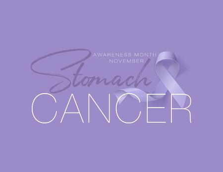 Stomach Cancer Awareness Calligraphy Poster Design. Realistic Periwinkle Ribbon. November is Cancer Awareness Month. Vectorのイラスト素材