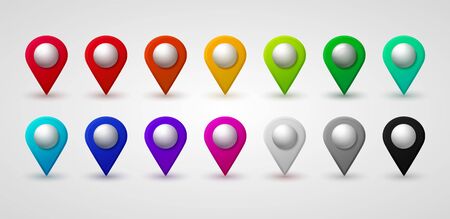 Map location pointer 3d arrow. Color navigation icon for web, banner, logo or badge. Vector Illustration.のイラスト素材