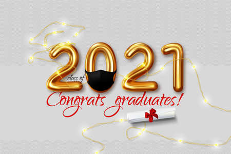 Congratulation graduates 2021 class of graduations. Vector illustrationのイラスト素材