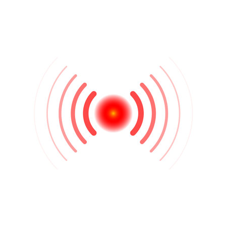 Pain red circle icon or logo for painkiller medicine or vector paint circle pill package design. Vectorのイラスト素材