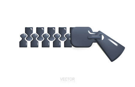 Closed zipper lock. 3d icon. Vector illustrationのイラスト素材