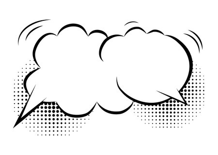 Empty comic speech bubbles. Hand drawn retro cartoon stickers. Pop art style. Vector illustration.のイラスト素材
