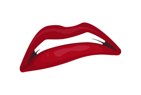 Clamped, disgruntled lips of a girl, lowered corners of her mouth. Facial expression.Vector illustrationのイラスト素材