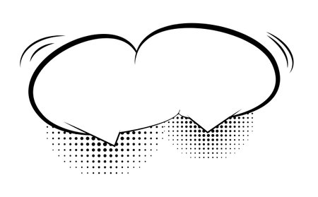 Empty comic bubble and element with black halftone shadows. Vector illustration, vintage design, pop art style.のイラスト素材