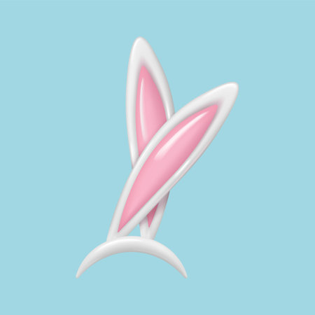 3d Rabbit ears. realistic plastic Easter bunny ears. Vector illustrations. Photo editor, booth, video chat app clipartsのイラスト素材