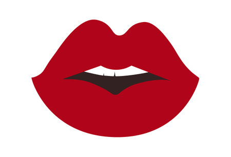 Womans open mouth. Plump sexy lips. Facial expression. Vector. Illustrationのイラスト素材