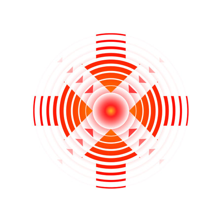 Red rings. Pain circle. Symbol of pain. For your medical design. Vector template. Illustrationのイラスト素材