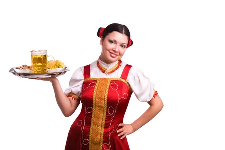 German/Bavarian girl with a traditional Oktoberfest の写真素材