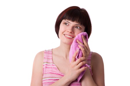 Woman with towelの写真素材
