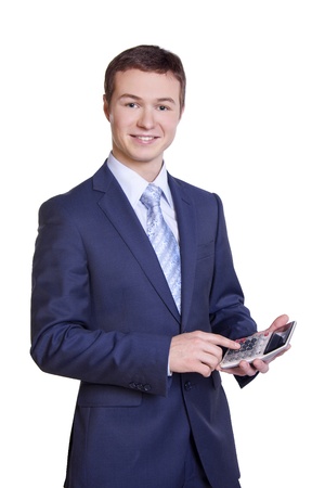 Businessman and calculatorの写真素材