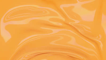 Abstract orange background glass wave. Shimmering texture 3d render. Crystalline liquid, glossy glass liquid silk. Plastic design element for banner background, wallpaperの写真素材