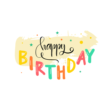Vector illustration. Greeting card. Happy Birthday. Typographic composition. Birthday gift.Calligraphy.Lettering.のイラスト素材