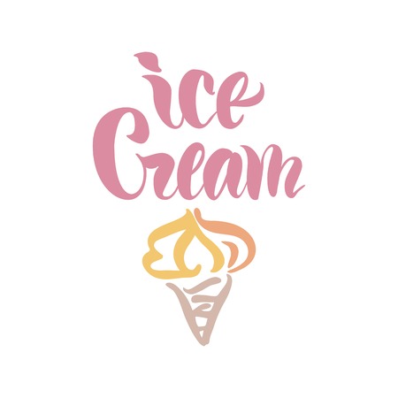 Vector illustration. Calligraphy. Lettering. Script logo. Ice cream.のイラスト素材