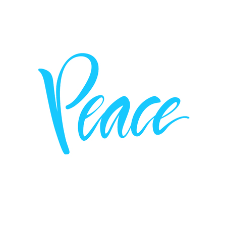 Vector illustration. Calligraphy. Lettering. Script logo. Word: peace.のイラスト素材