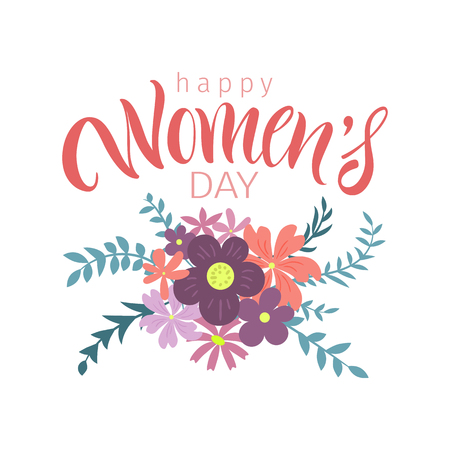 Vector illustration. Greeting card with International Women's Day.のイラスト素材