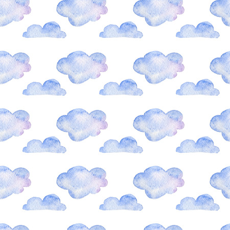Watercolor seamless pattern with the image of clouds, sky.For graphic design, print for packaging paper, fabric, textiles, clothing.の写真素材