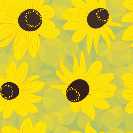 Seamless background with yellow flowers. floral pattern. EPS10 vector illustration.のイラスト素材
