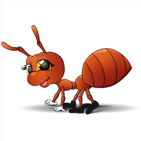 Vector illustration ant. Sign or logo in the form of an ant, painted in color. Insect mascot.のイラスト素材