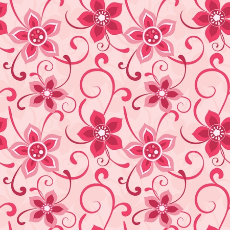 Floral seamless pattern decorative flowers red and pinkのイラスト素材
