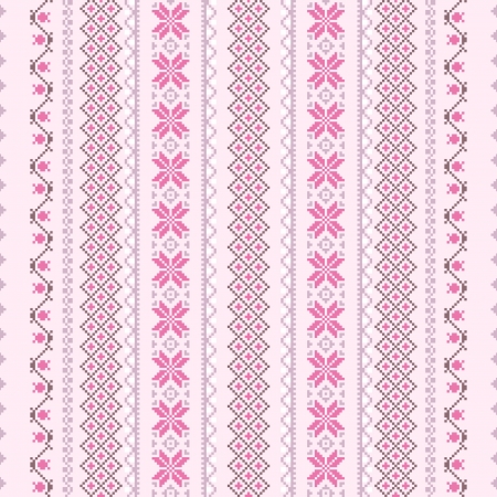 Cross-stitch vector seamless background in pinkのイラスト素材