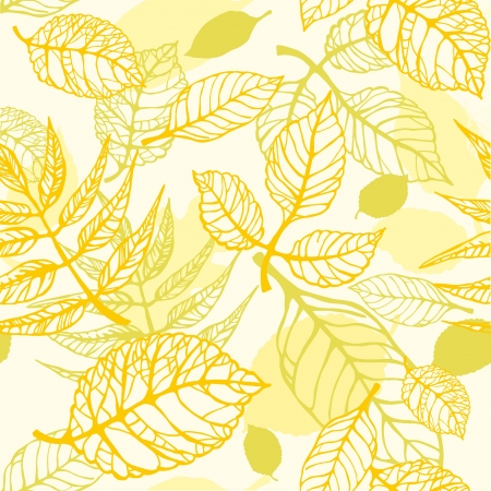 Yellow decorative seamless texture with autumnal leavesのイラスト素材