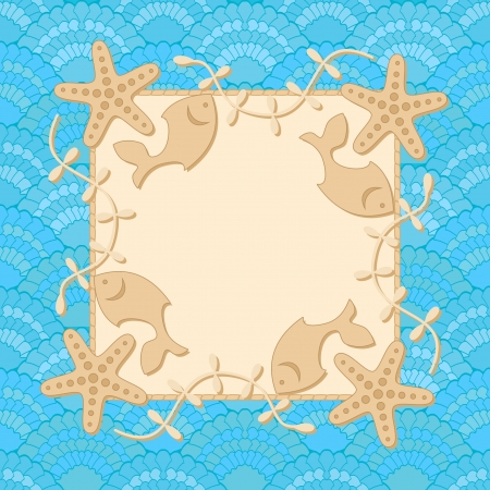 Cartoon sea frame template with place for textのイラスト素材