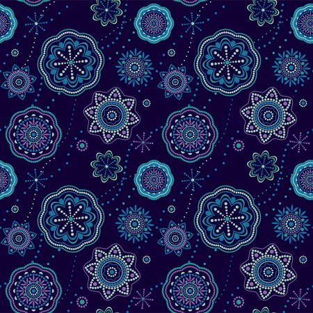 Decorative pattern seamless texture in dark blueのイラスト素材