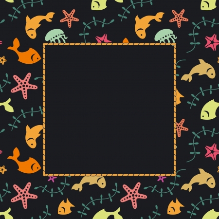 Marine life background; template with place for text のイラスト素材
