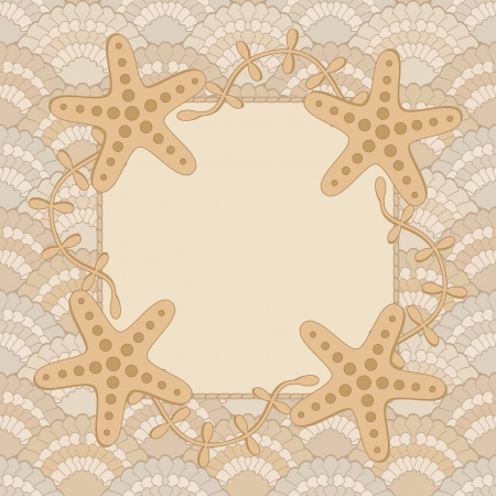 Sea frame or greeting card template sand colorのイラスト素材