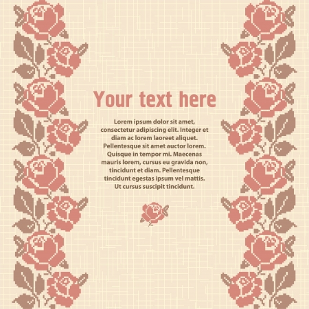 Embroidered background, template for design with place for textのイラスト素材