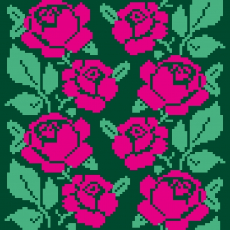 Fabric seamless pattern with embroidered rosesのイラスト素材
