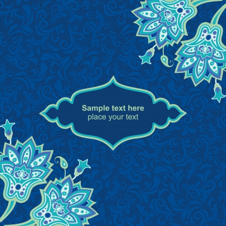Blue floral card templateのイラスト素材
