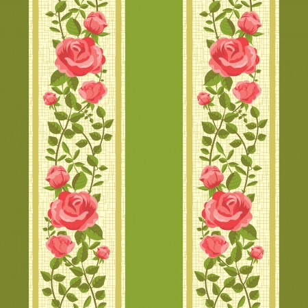 Rose wallpaper seamless fabric floral ornamental patternのイラスト素材