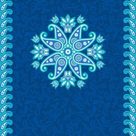 Ornamental ethnic background in blueのイラスト素材