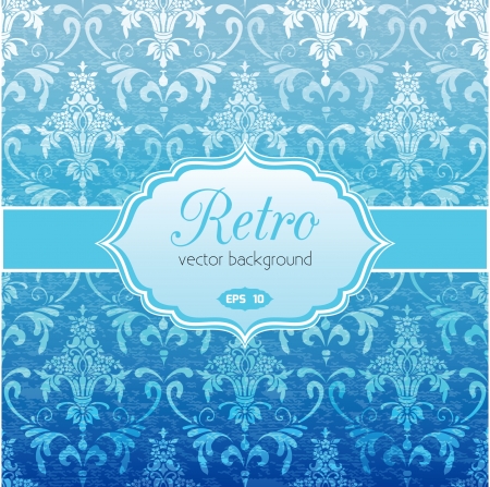 Classic floral vintage background in blueのイラスト素材