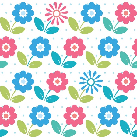Colorful cute flowers seamless patternのイラスト素材