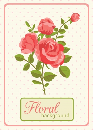 Floral background greeting card with blooming roseのイラスト素材