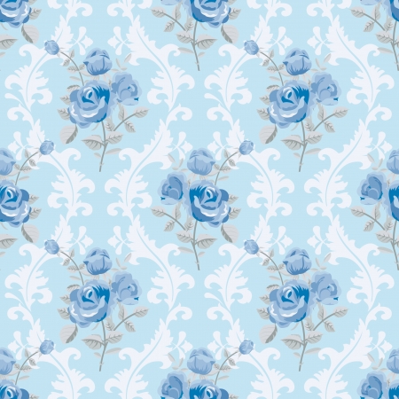 Blue roses floral wallpaperのイラスト素材