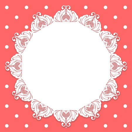 Vintage background template for design lace at polka dot backgroundのイラスト素材