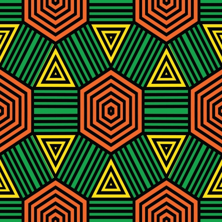 Primitive style geometric ornamental seamless patternのイラスト素材