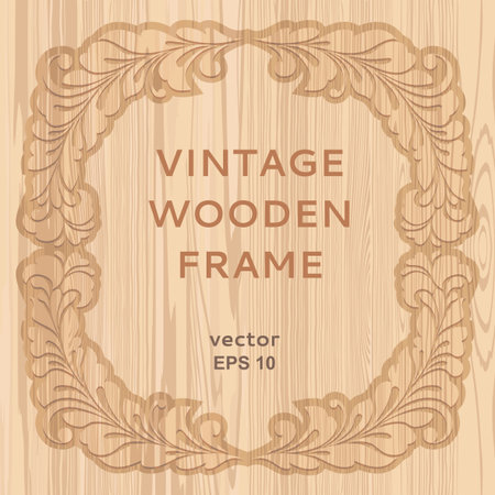 Vintage carved wooden frame with place for textのイラスト素材