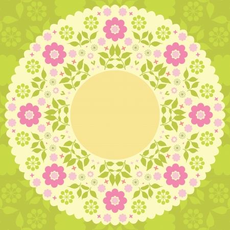 Summer flowers background in pink and green with place for textのイラスト素材