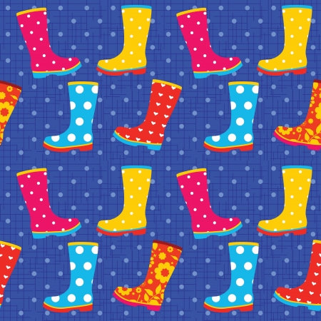 Seamless pattern with colorful rubber bootsのイラスト素材
