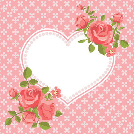 Retro card with rosesのイラスト素材